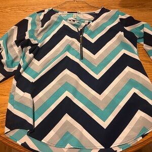 Woman’s top, chevron pattern, slick material